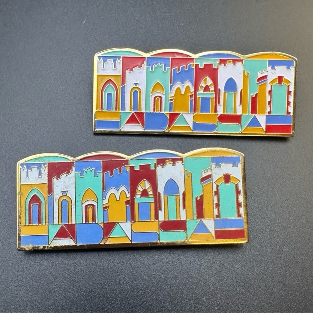 Hadassah 8 Gates of Jerusalem Brooch or Pendant Pair